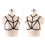 Maxbell Womens Strappy Harness Bra Hollow Out Cage Bra Cupless Bra Nightclub Wear