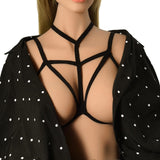 Maxbell Womens Strappy Harness Bra Hollow Out Cage Bra Cupless Bra Nightclub Wear