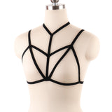 Maxbell Womens Strappy Harness Bra Hollow Out Cage Bra Cupless Bra Nightclub Wear
