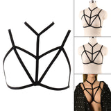 Maxbell Womens Strappy Harness Bra Hollow Out Cage Bra Cupless Bra Nightclub Wear