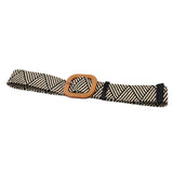 Maxbell Stylish Wide Straw Woven Waist Belt Elastic Female Party Buckle stripe