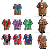 Maxbell Unisex African Dashiki Shirt V Neck Short Sleeve Comfortable Summer Wear One Size  Red