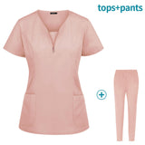 Maxbell Nursing Work Scrub Care Worker Tunic Nurse Uniform Pet Beauty Lab pink S