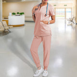Maxbell Nursing Work Scrub Care Worker Tunic Nurse Uniform Pet Beauty Lab pink S