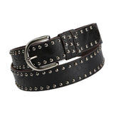 Maxbell Casual Punk Lady Rivet Bright Skinny Waistband for Party Ladies Girls Black