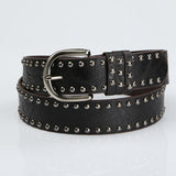 Maxbell Casual Punk Lady Rivet Bright Skinny Waistband for Party Ladies Girls Black