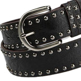 Maxbell Casual Punk Lady Rivet Bright Skinny Waistband for Party Ladies Girls Black