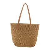 Maxbell Square Straw Beach Bag Woven Shoulder Bag Bohemian Summer Lady Handbags Light Brown