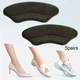 Maxbell 5 Pairs Heel Grips Pads Soft Sponge Foot Cushioning High Heel Inserts Black