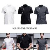 Maxbell Chef Jacket Short Sleeve Cooking Clothes Simple Chef Coat for Restaurant White M