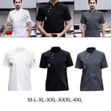 Maxbell Chef Jacket Short Sleeve Cooking Clothes Simple Chef Coat for Restaurant White M