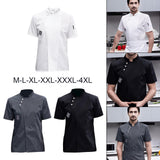 Maxbell Chef Jacket Short Sleeve Cooking Clothes Simple Chef Coat for Restaurant White M