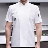 Maxbell Chef Jacket Short Sleeve Cooking Clothes Simple Chef Coat for Restaurant White M