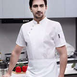 Maxbell Chef Jacket Short Sleeve Cooking Clothes Simple Chef Coat for Restaurant White M