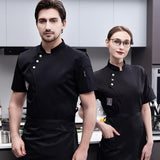 Maxbell Chef Jacket Short Sleeve Cooking Clothes Simple Chef Coat for Restaurant Black XL