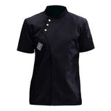 Maxbell Chef Jacket Short Sleeve Cooking Clothes Simple Chef Coat for Restaurant Black XL