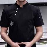 Maxbell Chef Jacket Short Sleeve Cooking Clothes Simple Chef Coat for Restaurant Black XL