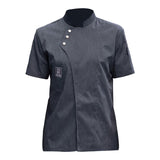 Maxbell Chef Jacket Short Sleeve Cooking Clothes Simple Chef Coat for Restaurant Gray XL
