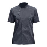 Maxbell Chef Jacket Short Sleeve Cooking Clothes Simple Chef Coat for Restaurant Gray XL