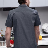 Maxbell Chef Jacket Short Sleeve Cooking Clothes Simple Chef Coat for Restaurant Gray XXXL