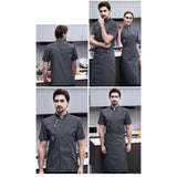 Maxbell Chef Jacket Short Sleeve Cooking Clothes Simple Chef Coat for Restaurant Gray XXXL