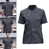Maxbell Chef Jacket Short Sleeve Cooking Clothes Simple Chef Coat for Restaurant Gray XXXL