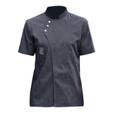 Maxbell Chef Jacket Short Sleeve Cooking Clothes Simple Chef Coat for Restaurant Gray 4XL