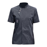 Maxbell Chef Jacket Short Sleeve Cooking Clothes Simple Chef Coat for Restaurant Gray 4XL
