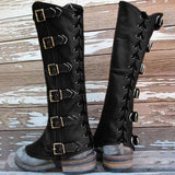 Maxbell Medieval Lace up Buckle Shoes Cover Photo Props for Cosplay Accessories Black