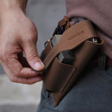 Maxbell Retro Men Waist Bag Hip Packs with Belt Loop PU Waist Holster Bag  Cofee