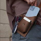 Maxbell Retro Men Waist Bag Hip Packs with Belt Loop PU Waist Holster Bag  Cofee