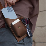 Maxbell Retro Men Waist Bag Hip Packs with Belt Loop PU Waist Holster Bag  Cofee