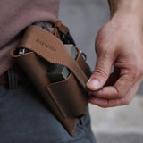 Maxbell Retro Men Waist Bag Hip Packs with Belt Loop PU Waist Holster Bag  Cofee
