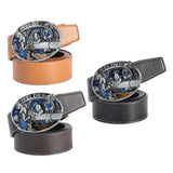 Maxbell Casual Leather Belt Waist Strap Metal Buckle Cowboy for Men Gift black