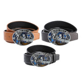 Maxbell Casual Leather Belt Waist Strap Metal Buckle Cowboy for Men Gift black