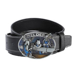 Maxbell Casual Leather Belt Waist Strap Metal Buckle Cowboy for Men Gift black