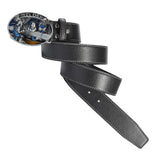 Maxbell Casual Leather Belt Waist Strap Metal Buckle Cowboy for Men Gift black