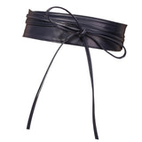 Maxbell Flexible Wide Waist Belt PU Leather Fashion Durable for Girl Dark Blue