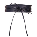 Maxbell Flexible Wide Waist Belt PU Leather Fashion Durable for Girl Dark Blue