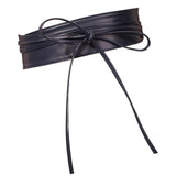 Maxbell Flexible Wide Waist Belt PU Leather Fashion Durable for Girl Dark Blue