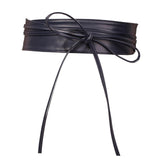 Maxbell Flexible Wide Waist Belt PU Leather Fashion Durable for Girl Dark Blue