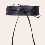 Maxbell Flexible Wide Waist Belt PU Leather Fashion Durable for Girl Dark Blue
