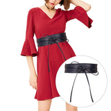 Maxbell Flexible Wide Waist Belt PU Leather Fashion Durable for Girl Dark Blue
