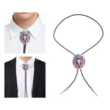 Maxbell Western Bolo Tie Leather Necktie Western Cowboy Trendy Alloy Adjustable Red