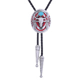Maxbell Western Bolo Tie Leather Necktie Western Cowboy Trendy Alloy Adjustable Red