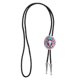 Maxbell Western Bolo Tie Leather Necktie Western Cowboy Trendy Alloy Adjustable Red
