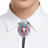 Maxbell Western Bolo Tie Leather Necktie Western Cowboy Trendy Alloy Adjustable Red