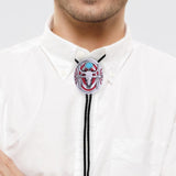 Maxbell Western Bolo Tie Leather Necktie Western Cowboy Trendy Alloy Adjustable Red