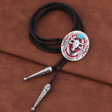 Maxbell Western Bolo Tie Leather Necktie Western Cowboy Trendy Alloy Adjustable Red