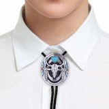 Maxbell Western Bolo Tie Leather Necktie Western Cowboy Trendy Alloy Adjustable Colorful